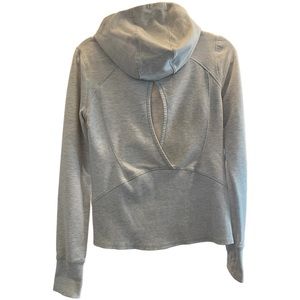 90 Degrees by Reflex- Women’s Gray Hoodie, Open Back & Thumb Cutouts.